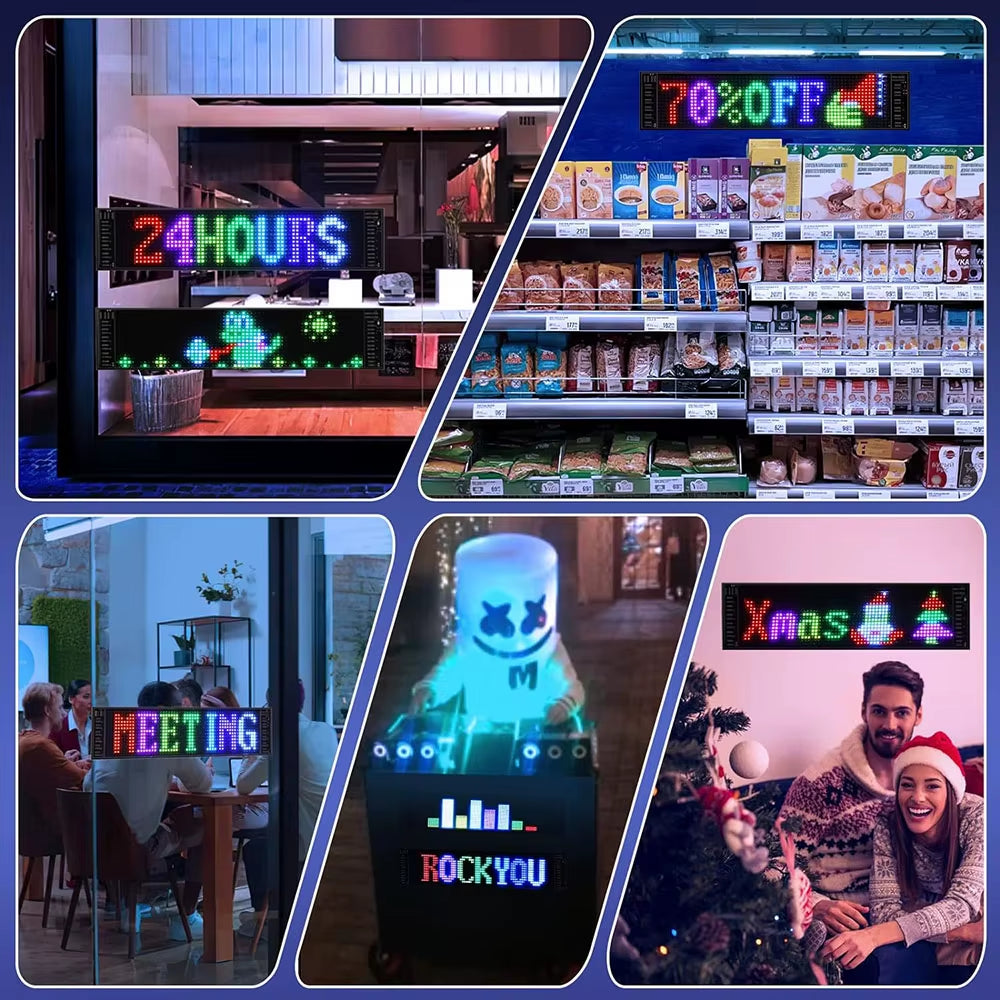 LED Matrix Pixel Panel Light Bluetooth App 5V USB Control Scrolling Advertising LED Car Sign Animation Programmable for Car Sho