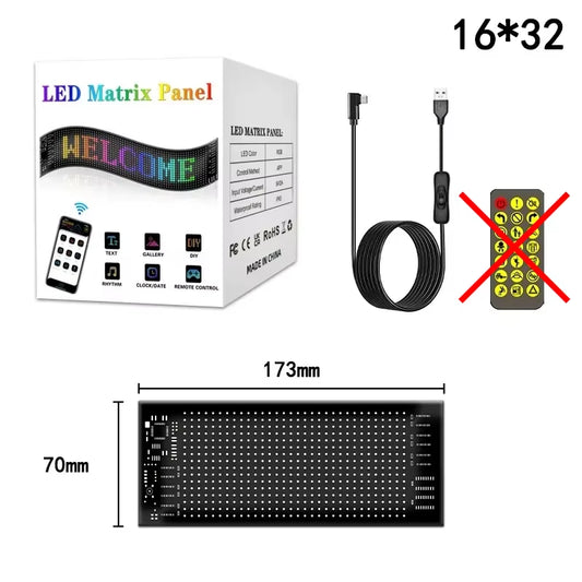 LED Matrix Pixel Panel Light Bluetooth App 5V USB Control Scrolling Advertising LED Car Sign Animation Programmable for Car Sho