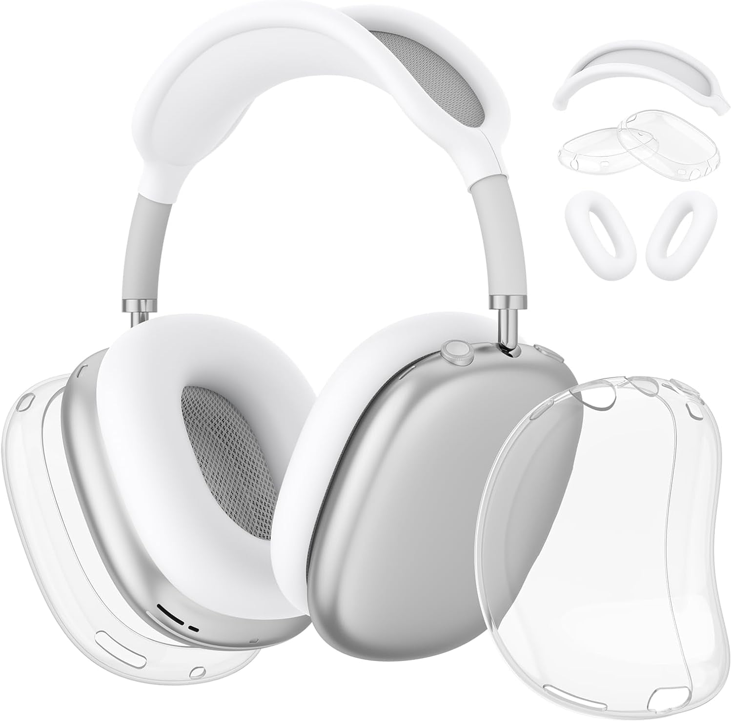 Case for Airpods Max Headphones (2024/2020), 3 in 1 Clear Anti-Scratch & Dust-Proof Ear Cups/Ear Pad Cases/Headband Cover for Apple Airpods Max (Clear)