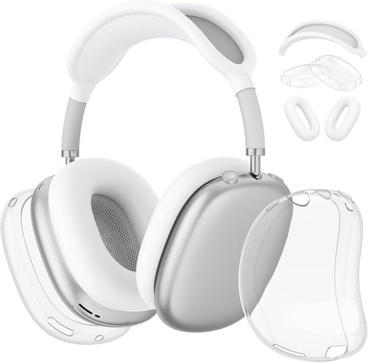 Case for Airpods Max Headphones (2024/2020), 3 in 1 Clear Anti-Scratch & Dust-Proof Ear Cups/Ear Pad Cases/Headband Cover for Apple Airpods Max (Clear)