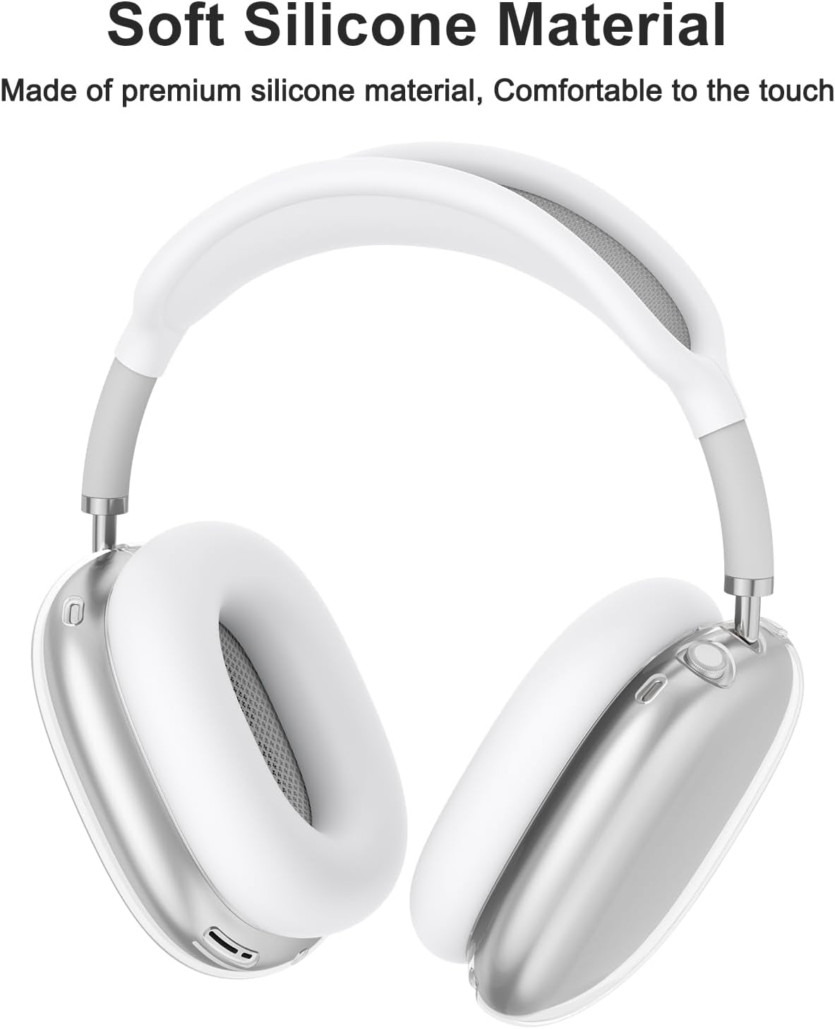 Case for Airpods Max Headphones (2024/2020), 3 in 1 Clear Anti-Scratch & Dust-Proof Ear Cups/Ear Pad Cases/Headband Cover for Apple Airpods Max (Clear)