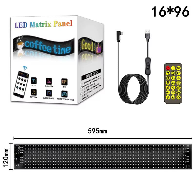 LED Matrix Pixel Panel Light Bluetooth App 5V USB Control Scrolling Advertising LED Car Sign Animation Programmable for Car Sho