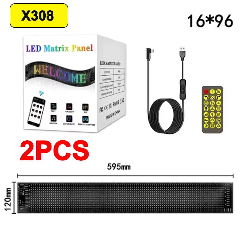LED Matrix Pixel Panel Light Bluetooth App 5V USB Control Scrolling Advertising LED Car Sign Animation Programmable for Car Sho