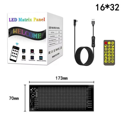 LED Matrix Pixel Panel Light Bluetooth App 5V USB Control Scrolling Advertising LED Car Sign Animation Programmable for Car Sho