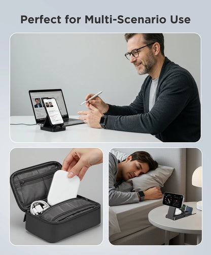 3 in 1 Magnetic Charging Station - 2026 Foldable Wireless Charger Compatible for Iphone 17/16/15/14/13/12 plus Pro Max, Portable Charger Dock for Iwatch & Airpods