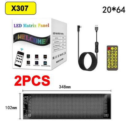 LED Matrix Pixel Panel Light Bluetooth App 5V USB Control Scrolling Advertising LED Car Sign Animation Programmable for Car Sho