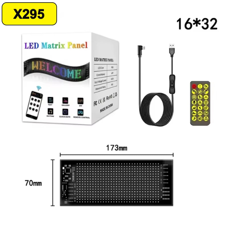 LED Matrix Pixel Panel Light Bluetooth App 5V USB Control Scrolling Advertising LED Car Sign Animation Programmable for Car Sho