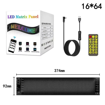 LED Matrix Pixel Panel Light Bluetooth App 5V USB Control Scrolling Advertising LED Car Sign Animation Programmable for Car Sho