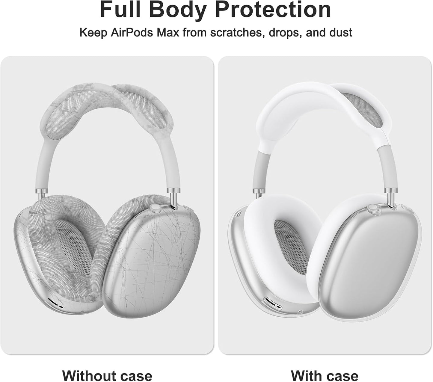 Case for Airpods Max Headphones (2024/2020), 3 in 1 Clear Anti-Scratch & Dust-Proof Ear Cups/Ear Pad Cases/Headband Cover for Apple Airpods Max (Clear)